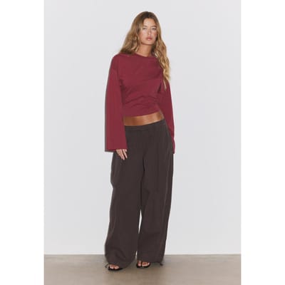 Stradivarius T-shirt met kimonomouwen  Donkerrood S