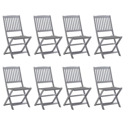 vidaXL - Inklapbare - stoelen - 8 - st - met - kussens - massief - acaciahout
