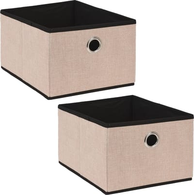 Storage Solutions Opbergmand/kastmand - 2x - 15 liter - beige - 32 x 25 x 18 cm - Vakkenkast manden