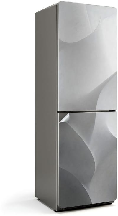 Wallfluent Koelkaststickers - Golven van abstracte vormen Koelkast Folie - 60 cm x 190 cm - Wit Koelkaststickers - Grote Koelkast Sticker - Koelkast Makeover - Decoratieve Koelkaststicker - Koelkast Opknappen Sticker