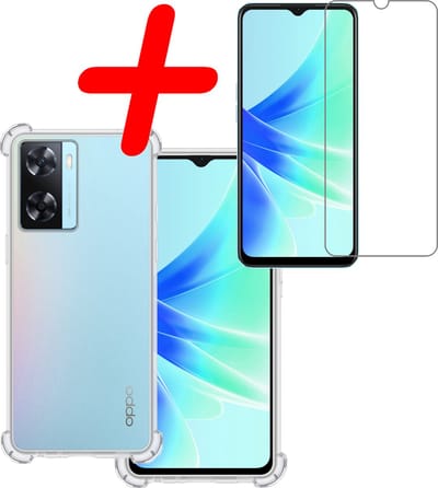 Hoesje Met Screenprotector - Geschikt voor OPPO A57 - Sterk & Shockproof - Siliconen Case - Back Cover - Telefoon Hoes - Shock Proof - Transparant