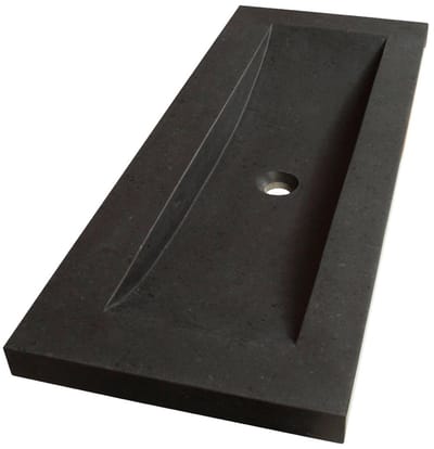 Brauer Magma Wastafel Ondiep - 100 cm - met 1 Spoelbak en 0 Kraangaten - Natuursteen Basalt Antraciet
