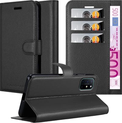 Cadorabo Hoesje geschikt voor OnePlus 8T in PHANTOM ZWART - Beschermhoes met magnetische sluiting, standfunctie en kaartvakje Book Case Cover Etui