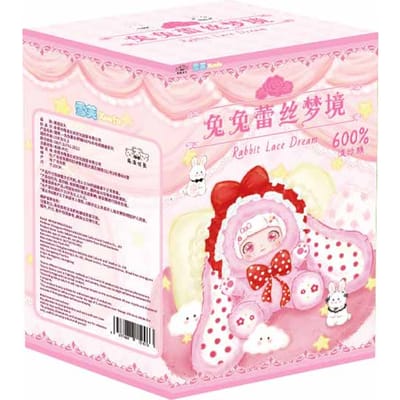 Nieuwe Xuefu Konijn Kant Droom 600% Vloeibaar Zand Oog Serie Blind Box Zacht Knuffelkussen Ornament Mysteriedoos Verrassingscadeau Speelgoed white
