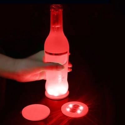 Dessous de verre - YWEI - Mini lumineux à LED - Rouge - Autocollants Noël - Décoration bar rouge