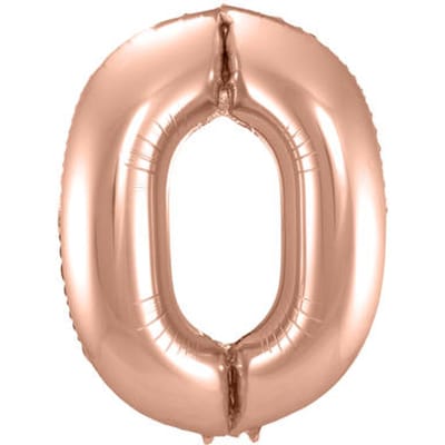Rosé Goudkleurige Cijferballon cijfer 0 - 86cm