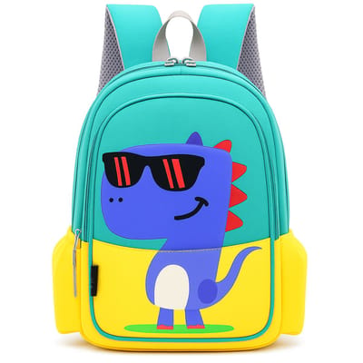 BoefieBoef Geel Dino Zonnebril Rugzak 14L - Grote Nylon Schooltas Meisjes - Basisschool Uitjes - Cadeau - 36x25x16cm