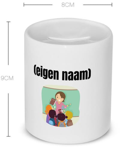 Akyol - juf met kinderen met eigen naam Spaarpot - Juf - leraressen - collega's - verjaardag - afscheidscadeau - geschenk - kado - 350 ML inhoud
