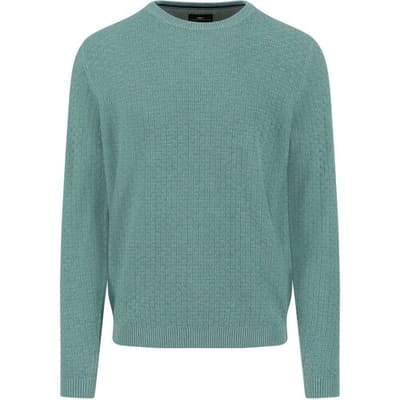 Fynch-Hatton Trui Ronde Hals Triple Stripe Squares Texture Fern / male