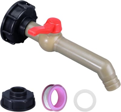 uitlaatkraan IBC Tank-accessoires 1 inch uitlaatkraan IBC adapter S60x6 grof draad, IBC waterkraan kogelkraan IBC Tank kogelkraan voor 1000L container waterreservoir regentonnen (DN40/50)