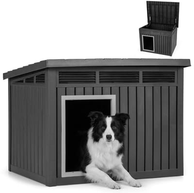 Hondenhok - Buiten - Bench - Ren - Weerbestendig - Kennel - Rek - Zwart
