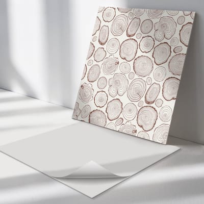 Wallfluent Vinyl Tegels - Boomstampatronen op De Achtergrond Zelfklevende PVC Tegels - 30 cm x 30 cm - Bruin Vinyl Tegels - Set van 9 - Vierkant PVC Tegels - Texturen Plaktegels - Vinyl Vloer Tegels - Plaktegels Keuken en Badkamer