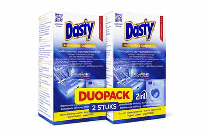 Dasty Vaatwasser- en Wasmachinereiniger 2-in-1 – Dieptereiniging & Ontvetter – Verwijdert Vet, Vuil & Geur – Duopack 2 Stuks