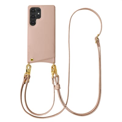 Selencia Hoesje - Geschikt voor Samsung Galaxy S25 Ultra - Backcover met koord en pashouder - Dusty Rose