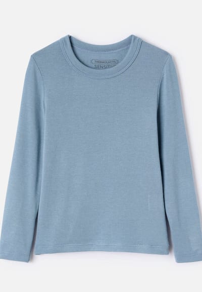 Damart - T-shirt met lange mouwen mix van Thermolactyl Sensitive - Kinderen - Blauw - 12 JAAR