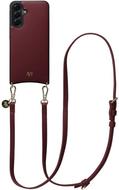 AVY Leren Hoesje Geschikt voor Samsung Galaxy A56 | Compatibel met MagSafe | Leather Case met Telefoonkoord | Crossbody | Burgundy | Long Leather