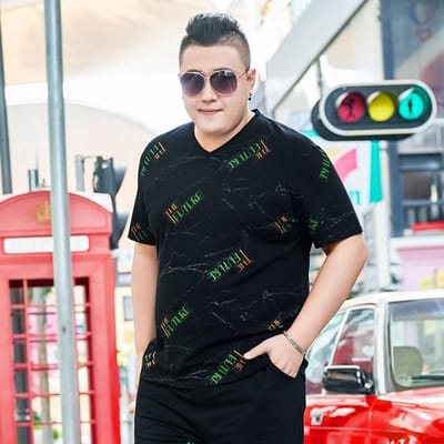 Zomer Dikke Mannen Losse Half-mouw Dik T-shirt Mode Print Oversized Korte-mouw Lichaam Shirts Dikke Man Tops 7XL