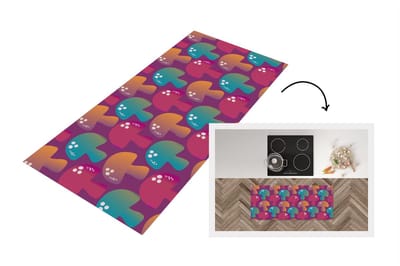 Keukenloper - Loper keuken - Mushroom - Patronen - Regenboog - 120x50 cm - Keukenloper vinyl