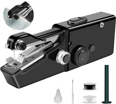 Handnaaimachine - Mini Naaimachine - Snelle Kledingreparatie - Draagbaar en Compact - 21 cm Lengte - Zwart