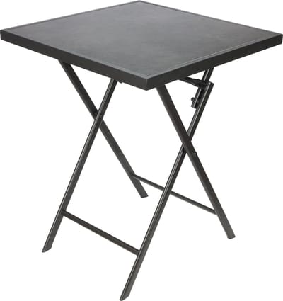 BRUBAKER Bergamo Tuintafel, 58 x 58 cm, weerbestendig, metalen bijzettafel, inklapbaar, campingtafel, hoekig met steenlook, klaptafel voor balkon, terras, bistrotafel, grijs