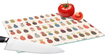 Glazen Snijplank - 28x20 - Ananas - Regenboog - Retro - Fruit - Snijplanken Glas
