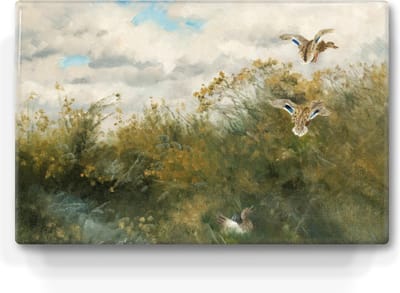 Wilde Eenden - Bruno Liljefors - 30 x 19,5 cm - Niet van echt te onderscheiden schilderijtje op hout - Mooier dan een print op canvas - Laqueprint.