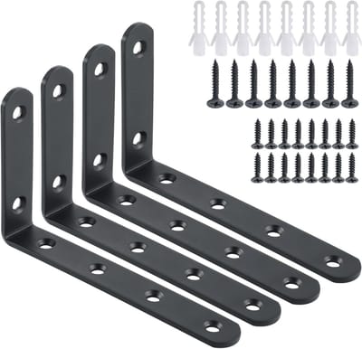 Drijvende Plank Steunen, 4 Stuks Metaal Plank Beugels, Zwarte Wandplank Beugels, 125mm x 75mm, Ideaal voor Thuisdecoratie en Ruimtebesparing
