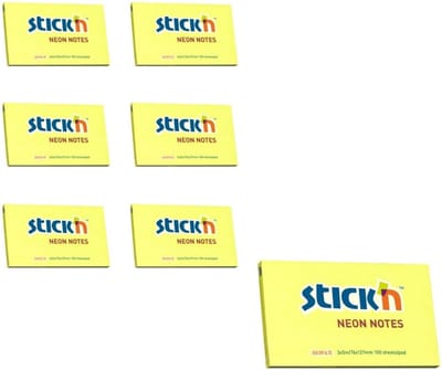 Stick'n sticky notes - 6-pack - 76x127mm, neon geel, 100 memoblaadjes per blok