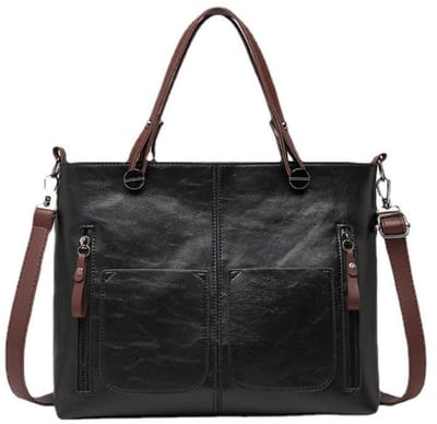 Schoudertas Dames – Vintage Handtas - Vintage Handtas met Meerdere Vakken – Dagelijkse & Reistas - Zwart