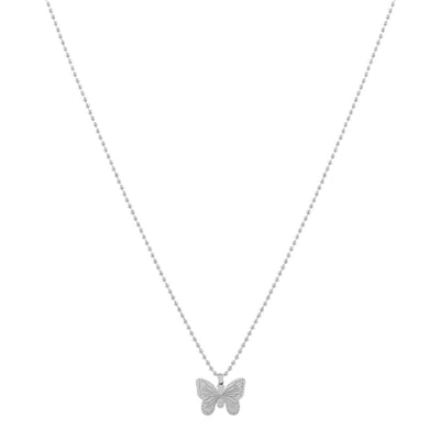 Essentialistics - Ketting met hanger vlinder - Volwassenen - Zilverkleur - Stainless steel (verkleurt niet) - Verlengkettinkje