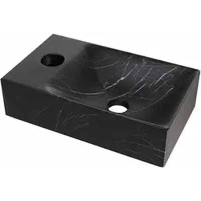 Aurlane Wasbak Black Marble Ceramic Handwash - Keramiek - Rechthoek - Zwart - 37x18,5x9cm