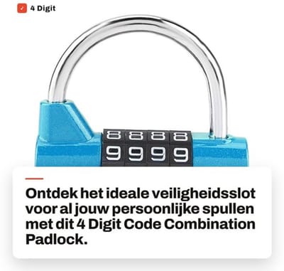 Cijferslot 4 Cijfers - Veiligheidsslot - Lock voor Lockers - Geschikt voor Binnen/Buiten - Duurzaam - 10.000 Combinaties - Slot