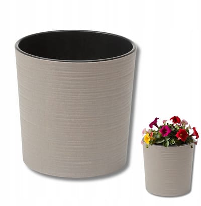 MALWA ECO DŁUTO Pot 19cm Grijs met Inzetstuk - Gerecycled Hout