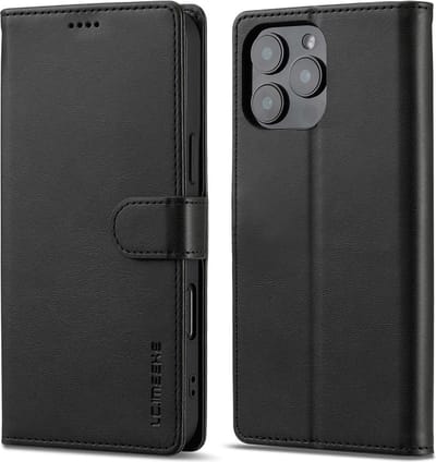LC.IMEEKE Hoesje - Geschikt voor iPhone 16 Pro Max Hoesje - LC.IMEEKE Luxe Book Case - Zwart