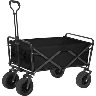 Chariot Pliant Robuste Chariot de Courses Pliant pour Achats en Plein Air Chariot de Camping avec Roues de 8 Pouces Black black