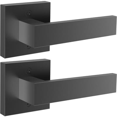 Poignée de porte factice, Lot de 2 poignées carrées contemporaines à un seul côté (pousser/tirer, ne tourne pas), Réversible pour portes droites et gauches, Pour