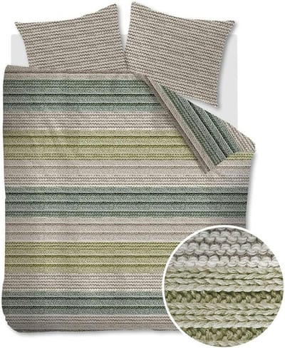 Ambiante Cozy Knit dekbedovertrek - Tweepersoons - 200x200/220 - Groen