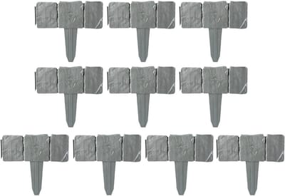 Stenen borderrand - Kunststeen rand - Tuin afscheiden - Flexibele lay-out - 10 Delig - Grijs