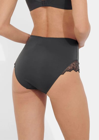 Tailleslip met gebloemd borduurkant - antraciet - Gr. 42 van Goldner Fashion