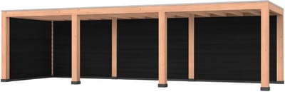 Douglas overkapping, 900 x 300, met zwarte achterwand en zijwand, Westwood Modern Plus