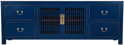 Fine Asianliving Chinese TV Kast Blauw Midnight Blue - Orientique Collectie B180xD38xH65cm Chinese Meubels Oosterse Kast