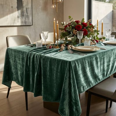 Fluweel tafelkleed Dubai - Zeegroen / Petrol - 140x250 cm - Luxe tafelkleed - Feestelijk - Velvet