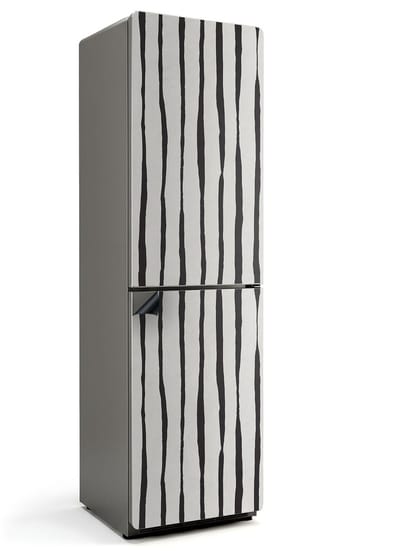 Wallfluent Magnetische Koelkastmat - Verticale vervormde strepen Koelkast Magneet Sticker - 60 cm x 205 cm - Zwart en wit Magnetische Koelkastmat - Koelkast Magneet Decoratie - Magnetische Koelkastbescherming - Keuken Decoratie Magneet