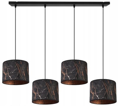 Light-Home Werona – Hanglamp 4-lichts – Zwart met koper – Verstelbare hoogte – Stoffen kappen