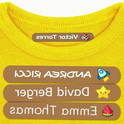 Opstrijkbare Kledingetiketten - Naamstickers Kleding - Kleding Markeren - Machinewasbaar en Drogerbestendig - 50 stuks 6x1 cm - Bruin