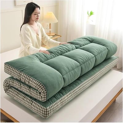 Japanse Vloermatras - Opvouwbare Futon Bed - Kamperen en Reizen - Extra Dik Ontwerp - 200x220cm - Groen