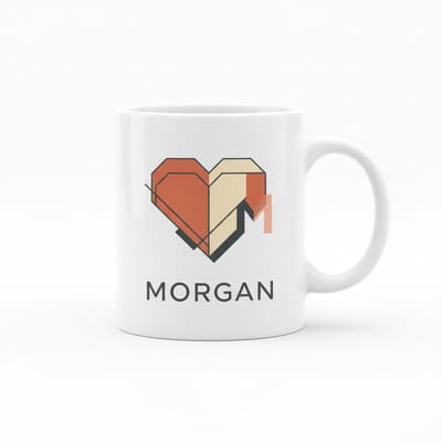 Gepersonaliseerde Naam Mok 330 ml – Geometrisch Hart Design met Eigen Naam Koffie- & Theebeker Cadeau