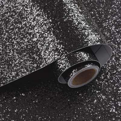 Zwart Zelfklevend Glitterbehang 40 cm x 200 cm - Decoratieve Folie voor Muren en Meubels