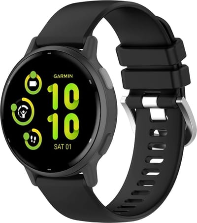 Strap-it Siliconen classic bandje geschikt voor Garmin Vivoactive 6 / 5 / 3 / Vivomove / 3 / HR / Style / Luxe / Sport / Trend / Forerunner 645 / 570 / 245 / 170 / 165 / 70 / 55 / Venu / SQ / SQ2 / 2 Plus / Approach S12 / S40 / S42 / S44 - Zwart