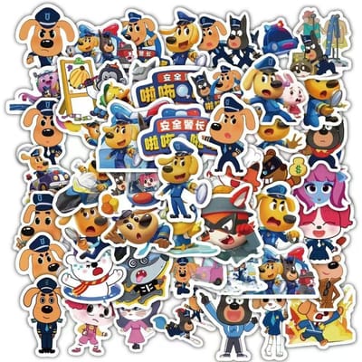 60 stuks Set Sheriff Labrador Hond Stickers Cartoon Beveiliging Sergeant Labrador Laptop Bagage Scrapbook Dagboek Graffiti Sticker Speelgoed white